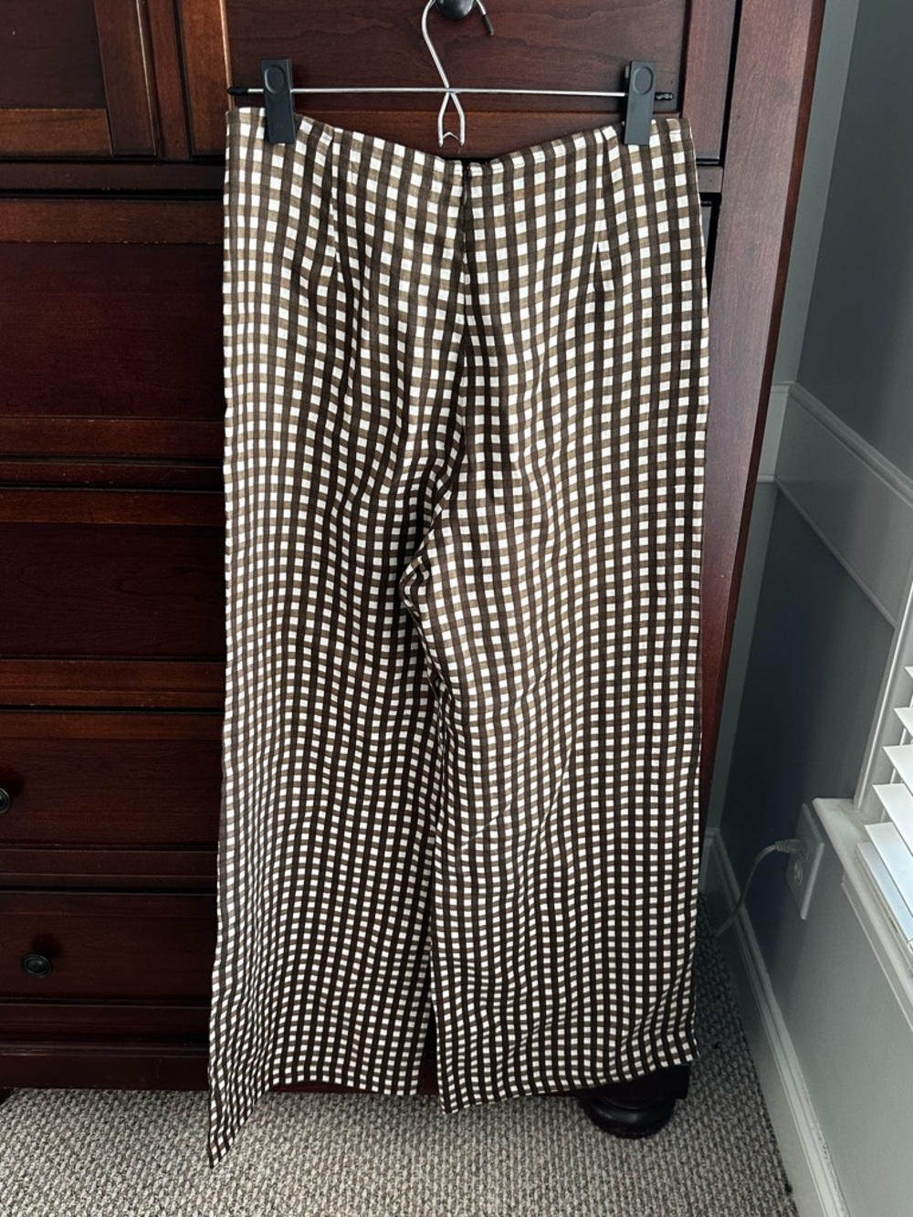 Faithfull the Brand Brown and White Gingham Wide-Leg Pants - Picture 3 of 7